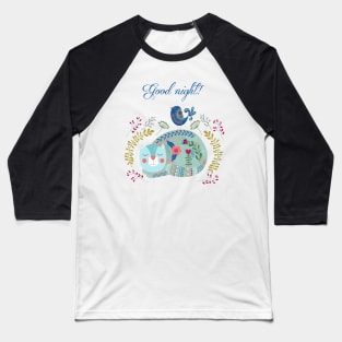 good night cute cat flower Baseball T-Shirt